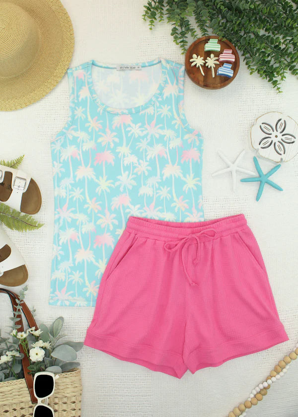 ***PRE-ORDER*** Michelle Mae Ava Tank - Aqua Palm
