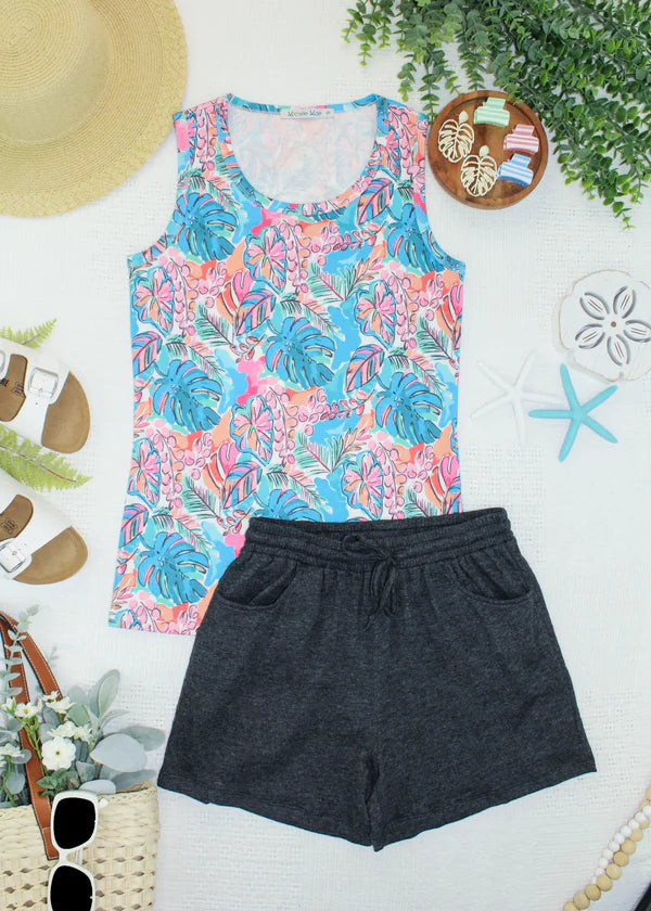 ***PRE-ORDER*** Michelle Mae Ava Tank - Tropical Palm