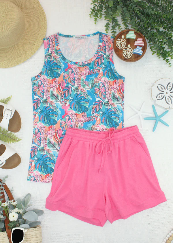 ***PRE-ORDER*** Michelle Mae Ava Tank - Tropical Palm