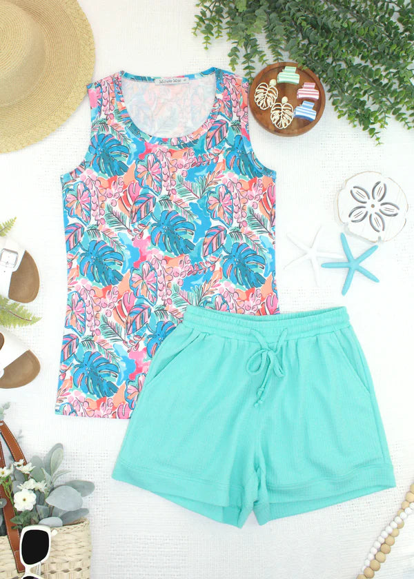 ***PRE-ORDER*** Michelle Mae Ava Tank - Tropical Palm