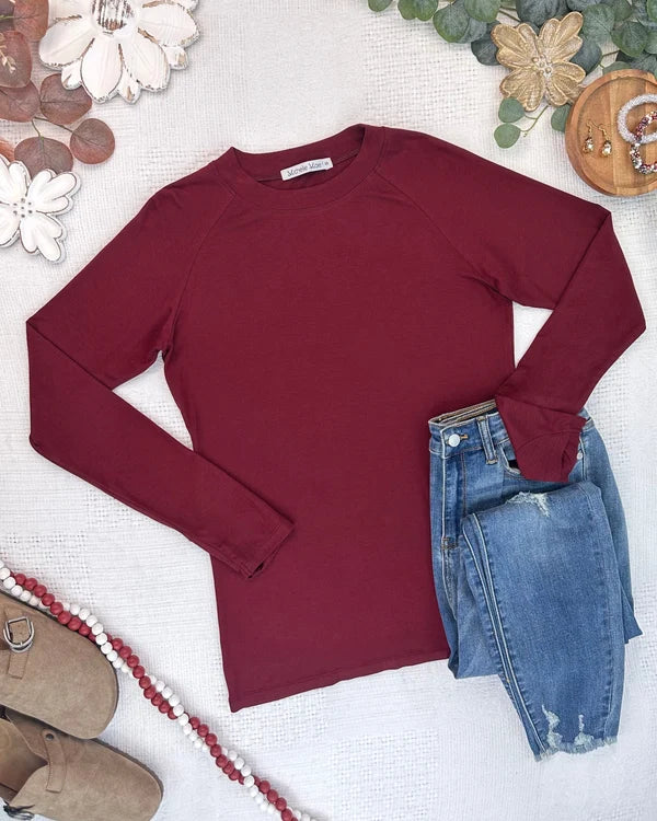 ***PRE-ORDER*** Michelle Mae Blair Long Sleeve Top - Cranberry