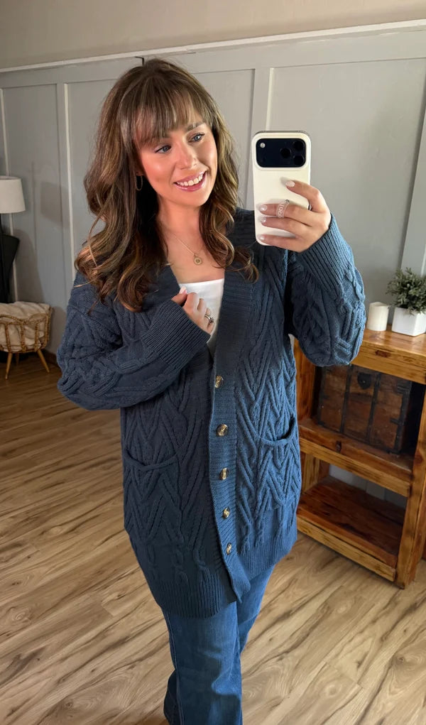 ***PRE-ORDER*** Michelle Mae Brooks Button Sweater Cardigan - Navy