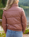 Grace and Lace Butter Faux Leather Puffer Jacket/Vest - Clay