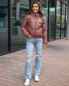 Grace and Lace Butter Faux Leather Puffer Jacket/Vest - Clay