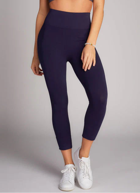 C'est Moi "Bamboo 3/4 High Waisted Legging" - Navy