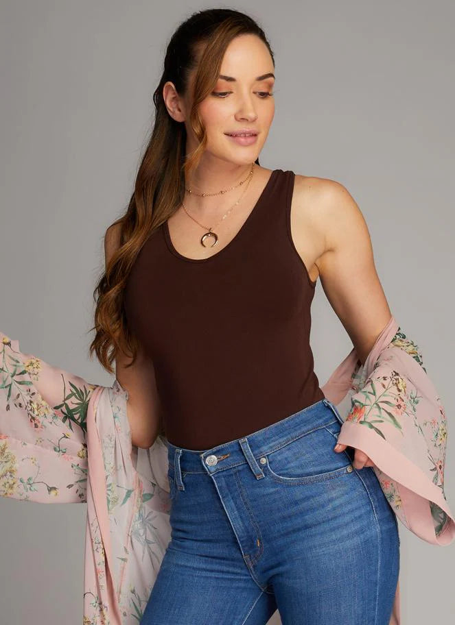 C'est Moi "Bamboo Reversible Tank" - Brown