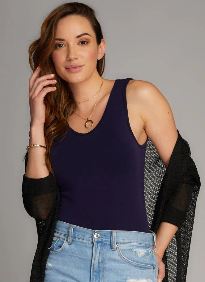 C'est Moi "Bamboo Reversible Tank" - Navy
