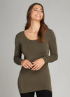 C&#39;est Moi &quot;Bamboo Long Sleeve Scoop Neck Top&quot; - Olive