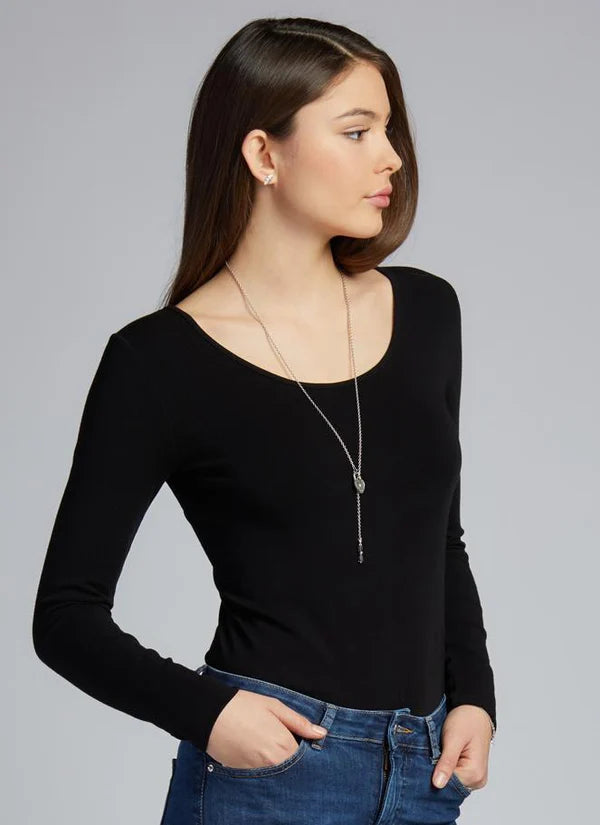 C'est Moi "Bamboo Long Sleeve Scoop Neck Top" - Black