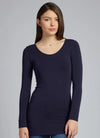 C&#39;est Moi &quot;Bamboo Long Sleeve Scoop Neck Top&quot; - Navy