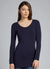 C'est Moi "Bamboo Long Sleeve Scoop Neck Top" - Navy