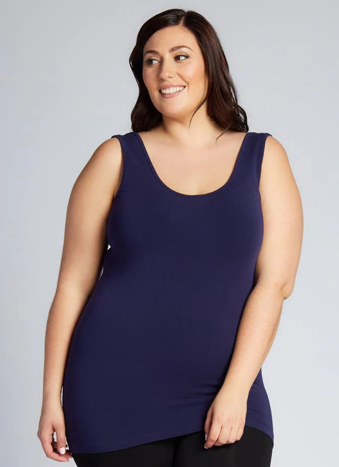 C'est Moi "Bamboo Curvy Size Tank" - Navy