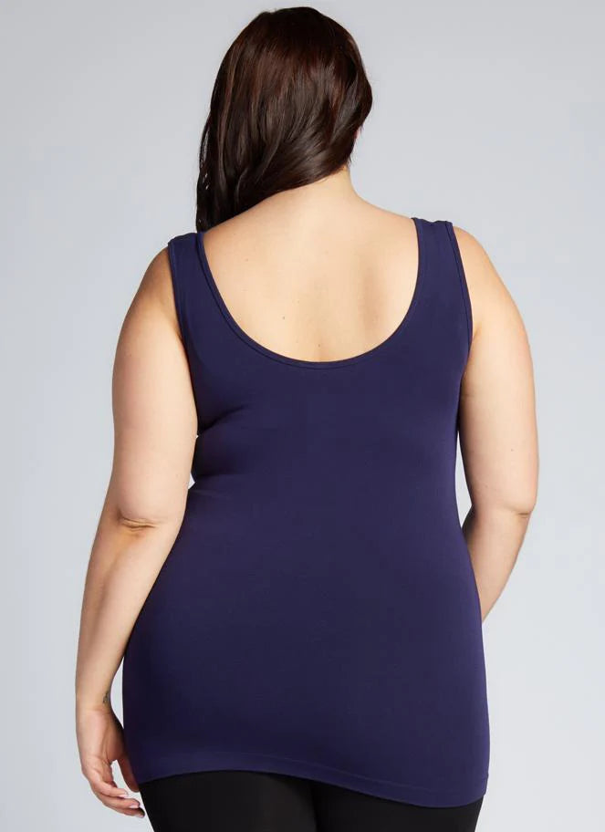 C&#39;est Moi &quot;Bamboo Curvy Size Tank&quot; - Navy