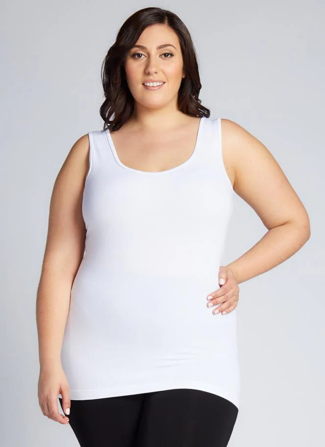 C'est Moi "Bamboo Curvy Size Tank" - White