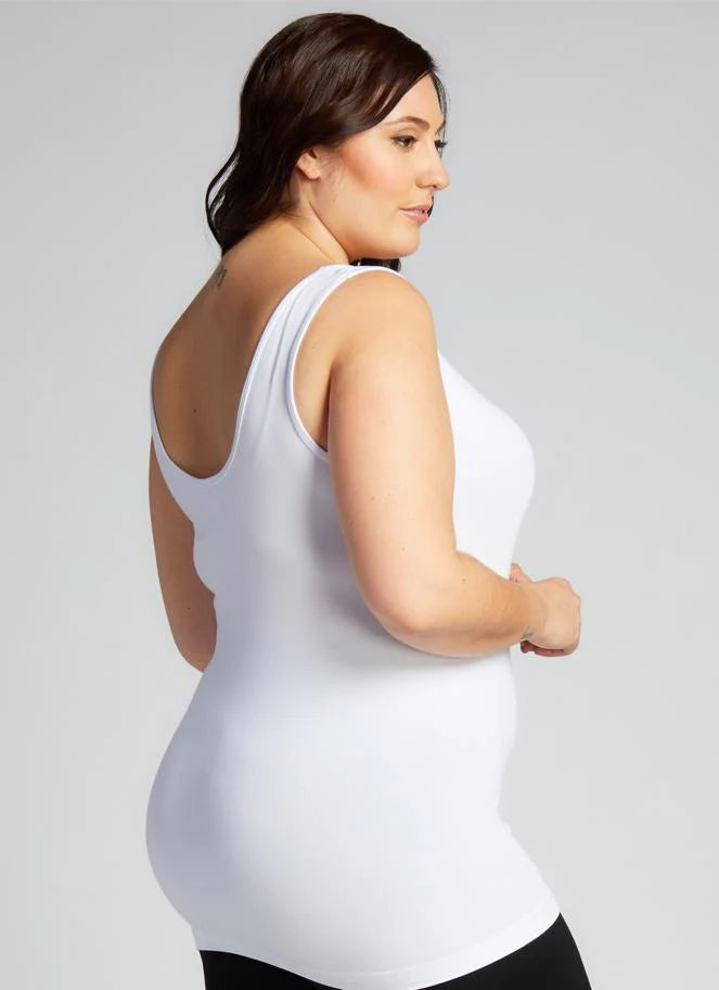 C'est Moi "Bamboo Curvy Size Tank" - White