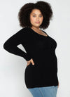 C&#39;est Moi &quot;Bamboo Curvy Long Sleeve Scoop Neck Top&quot; - Black