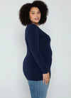 C&#39;est Moi &quot;Bamboo Curvy Long Sleeve Scoop Neck Top&quot; - Navy
