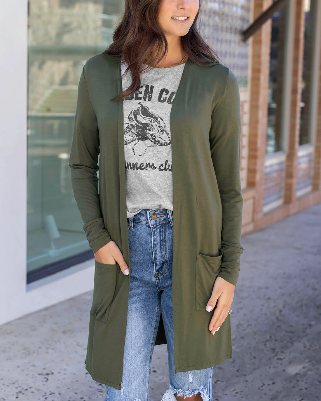 Casual Day Model Cardigan - Olive