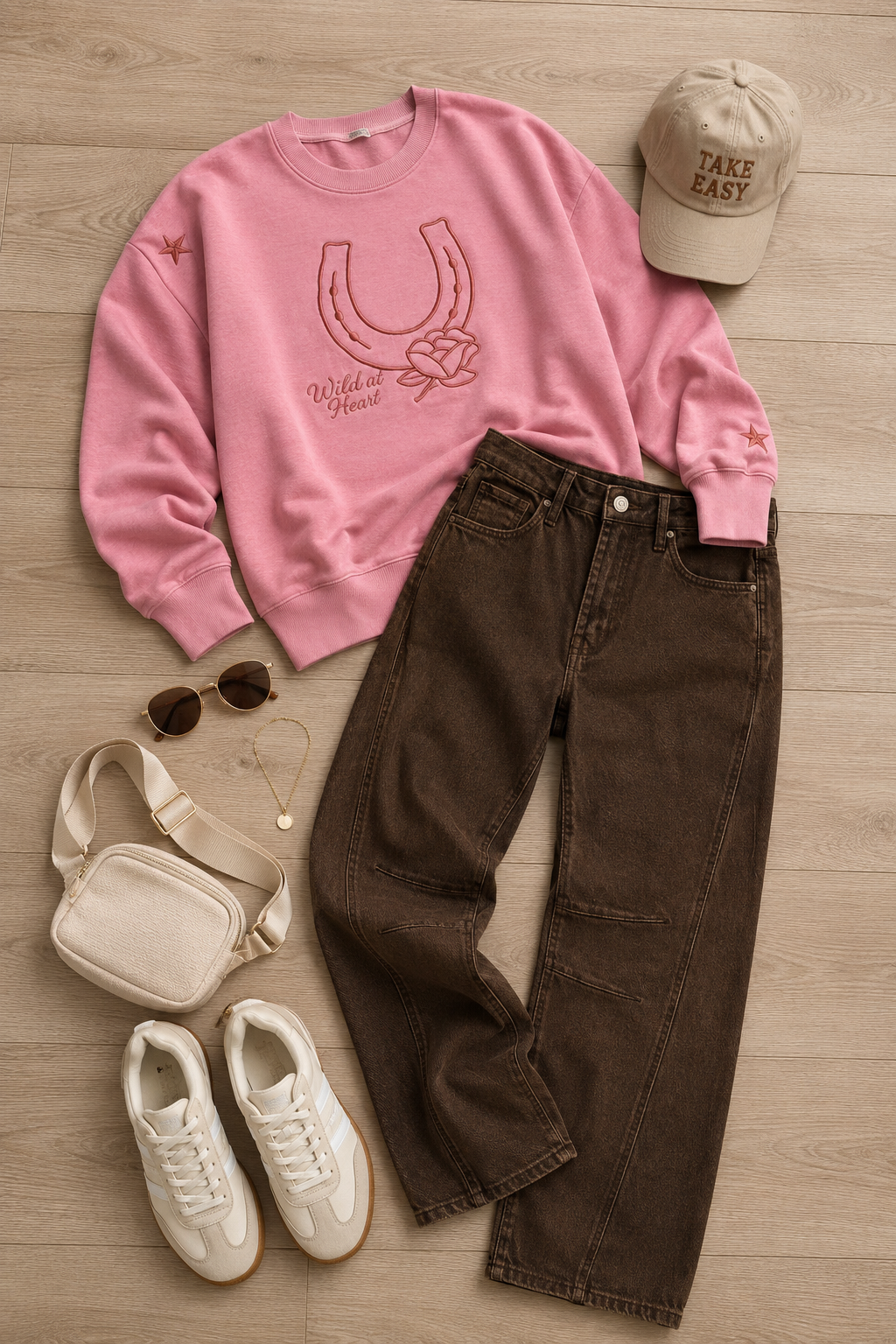 Georgie Coloured Barrel Denim - Dark Brown