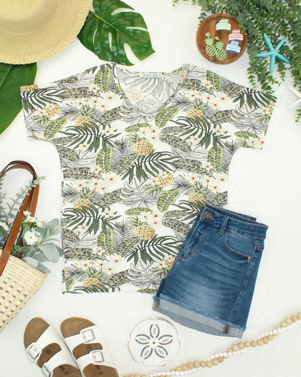 ***PRE-ORDER*** Michelle Mae Chloe Cozy Top - Pineapple Leaf
