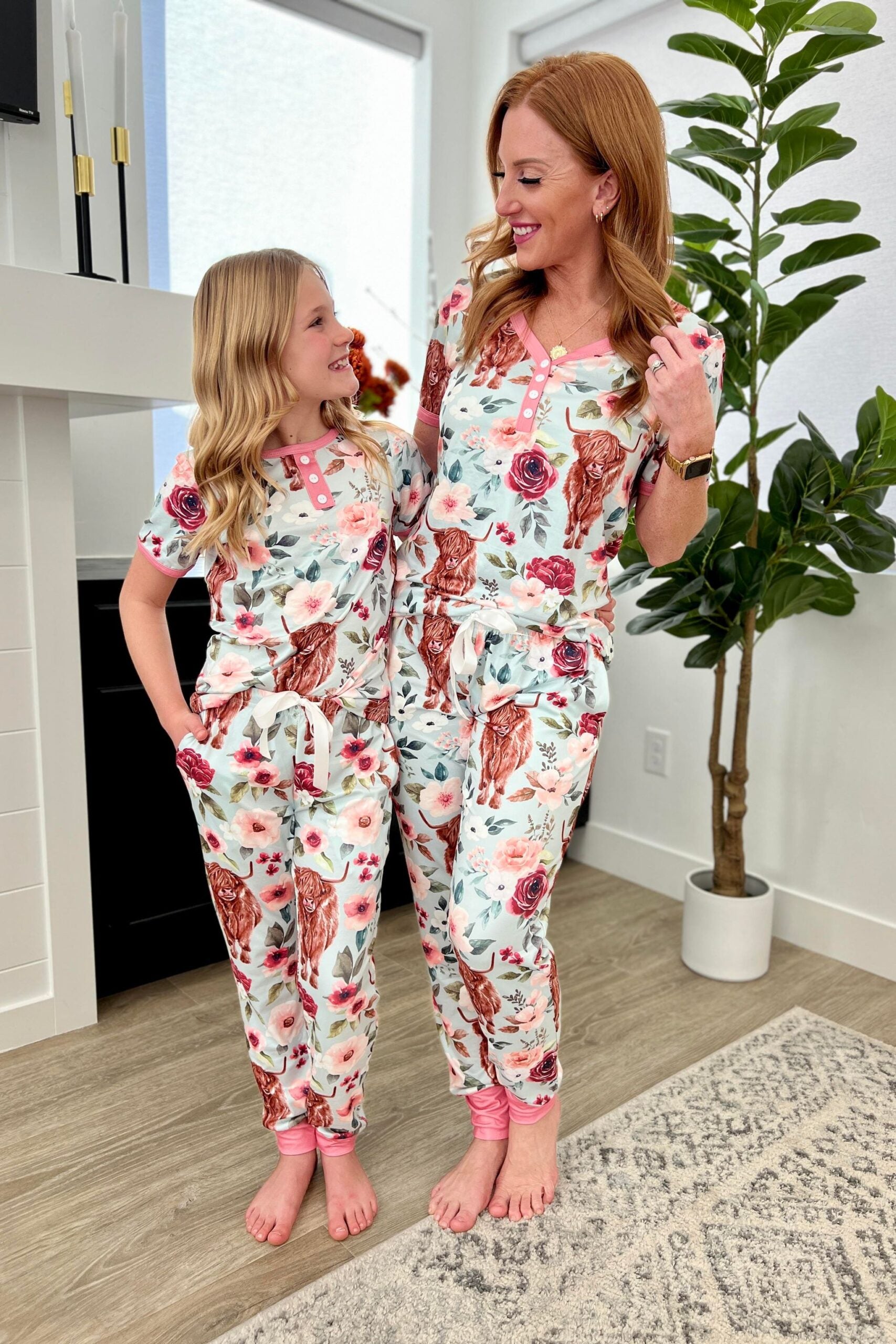 ***PRE-ORDER*** Shirley Mom & Me Jogger PJ Set - Highland Cow (Women's and Kids') - Shipping Early April