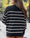 Grace and Lace Crew Neck Striped Sweater - Black Stripe