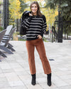 Grace and Lace Crew Neck Striped Sweater - Black Stripe