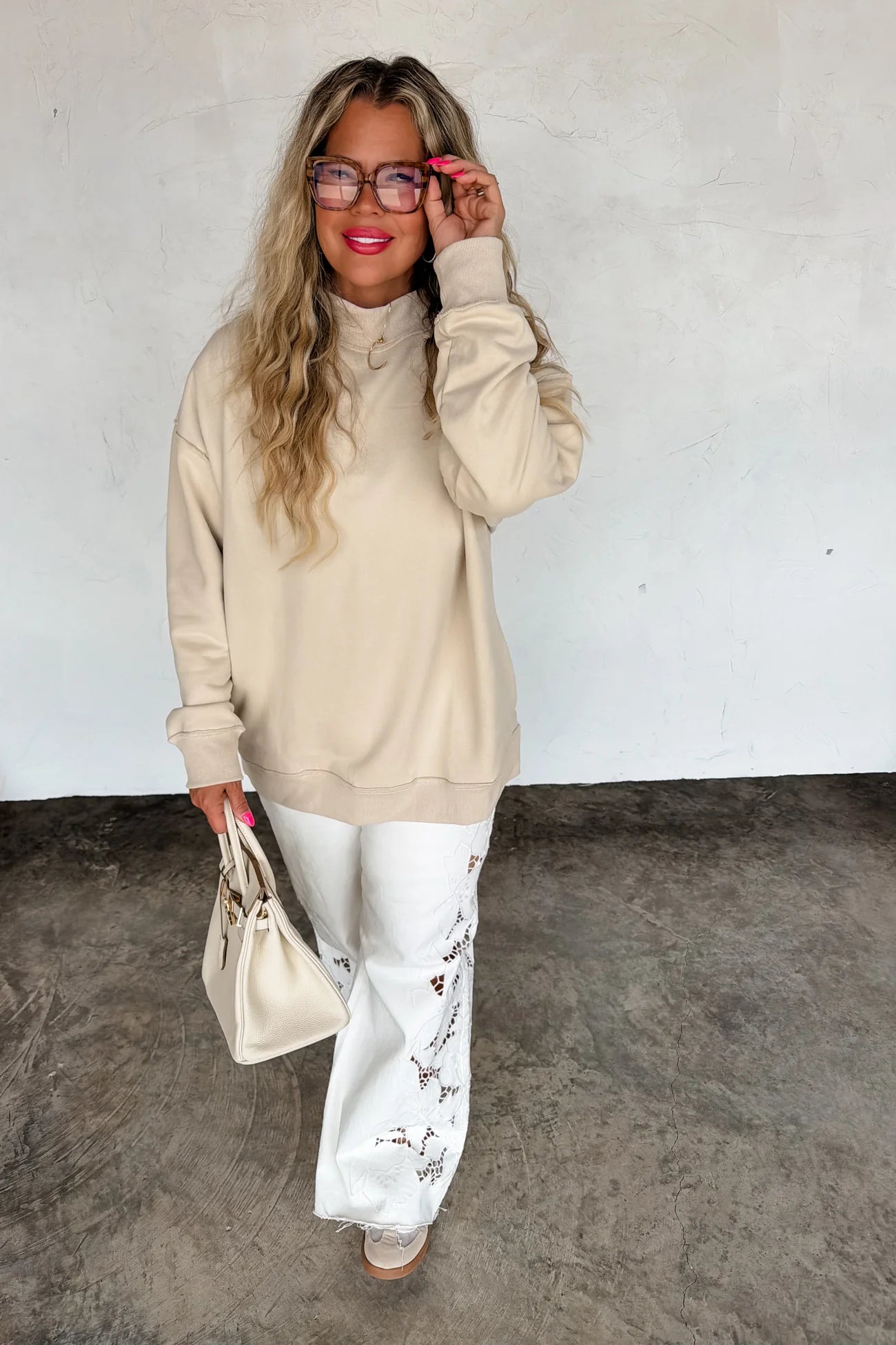 ***PRE-ORDER*** Miller Mock Neck Sweatshirt with Pockets - Taupe