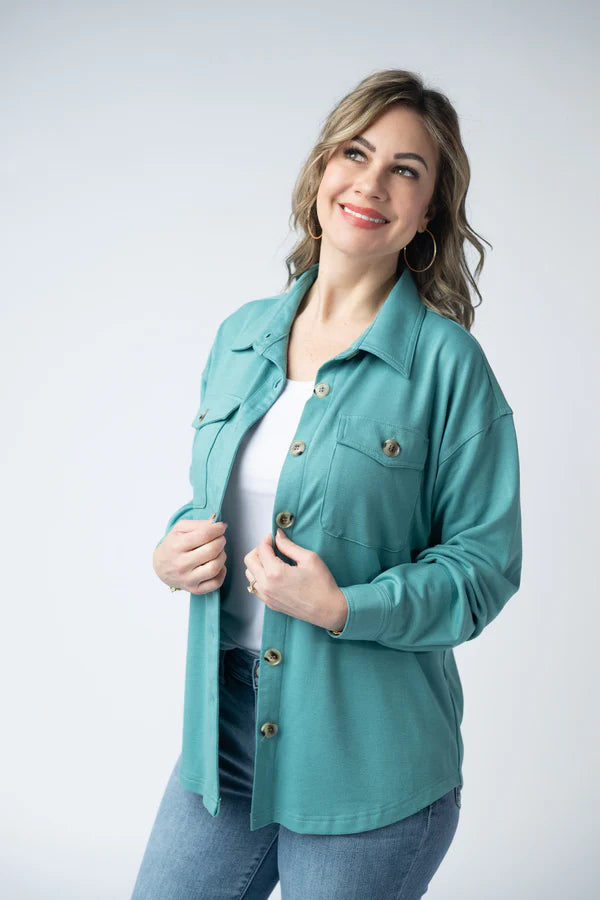 Michelle Mae "Brenna" Button Down Top - Teal