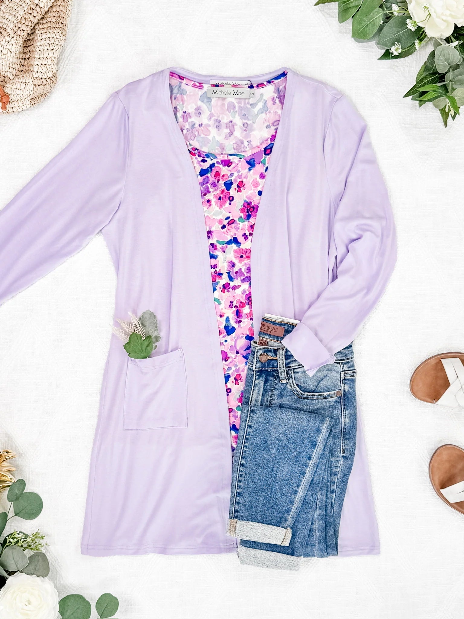 Michelle Mae Classic Cardigan with Pockets - Lavender