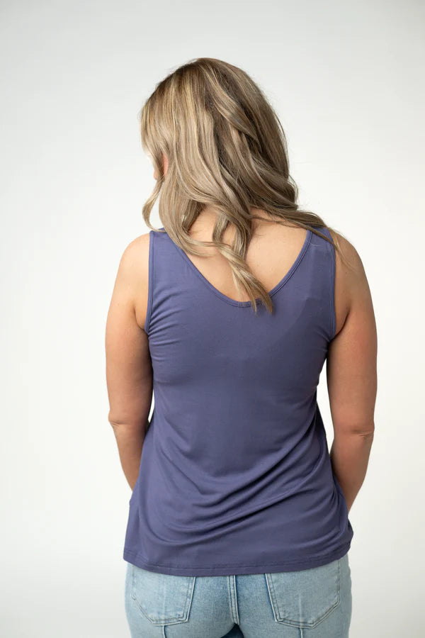 ***PRE-ORDER*** Michelle Mae Vera V Neck Tank - Slate Purple
