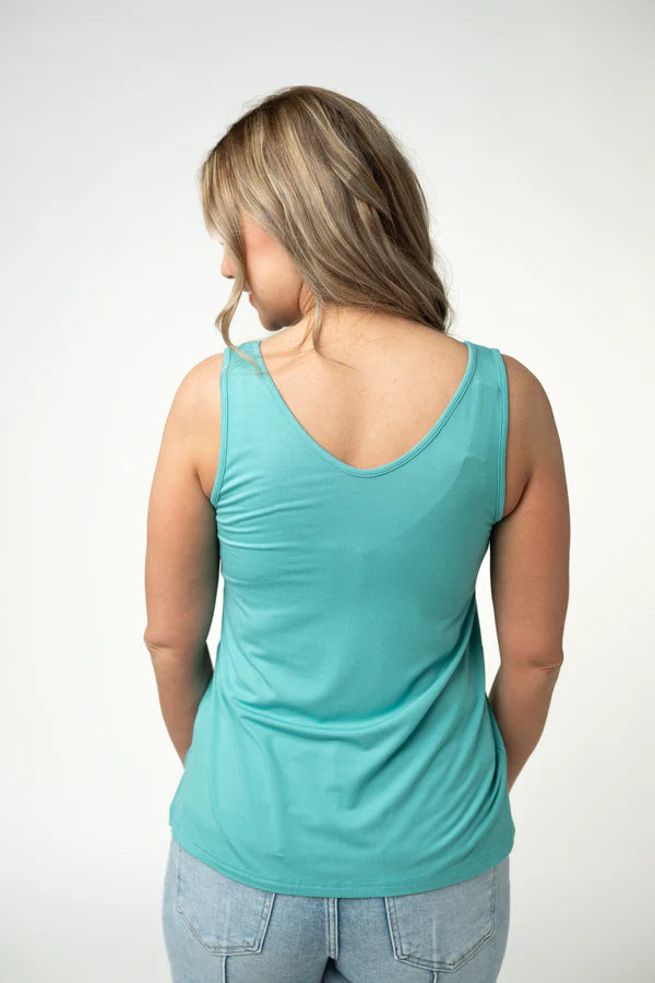 ***PRE-ORDER*** Michelle Mae Vera V Neck Tank - Teal