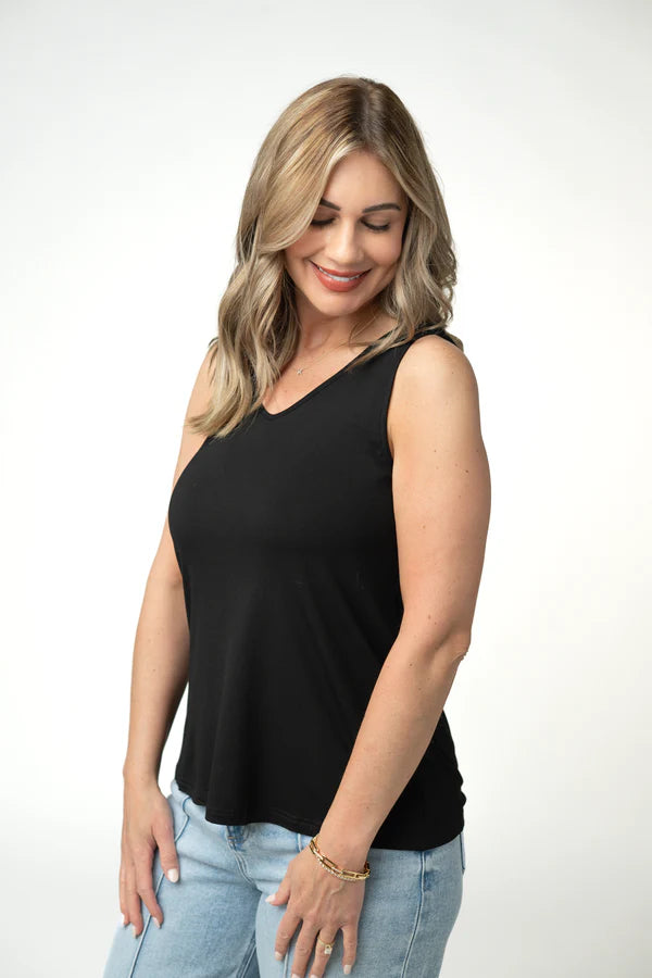 ***PRE-ORDER*** Michelle Mae Vera V Neck Tank - Black