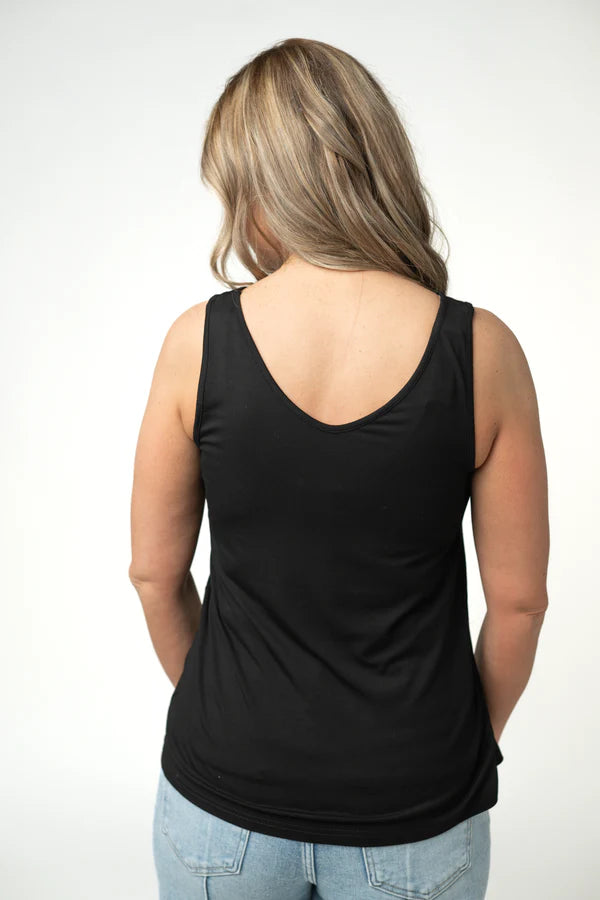 ***PRE-ORDER*** Michelle Mae Vera V Neck Tank - Black