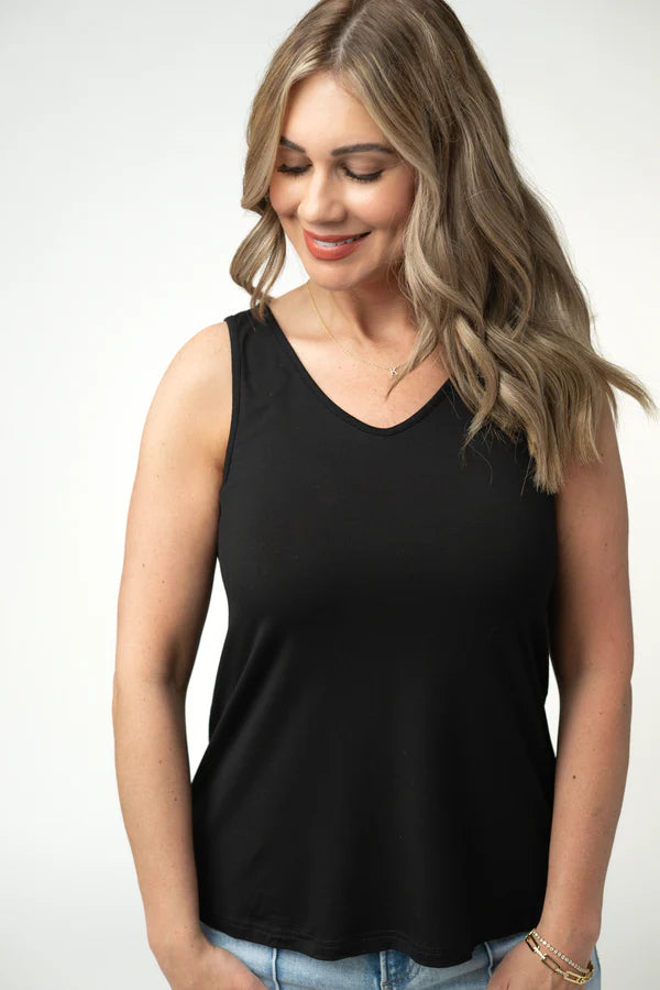 ***PRE-ORDER*** Michelle Mae Vera V Neck Tank - Black
