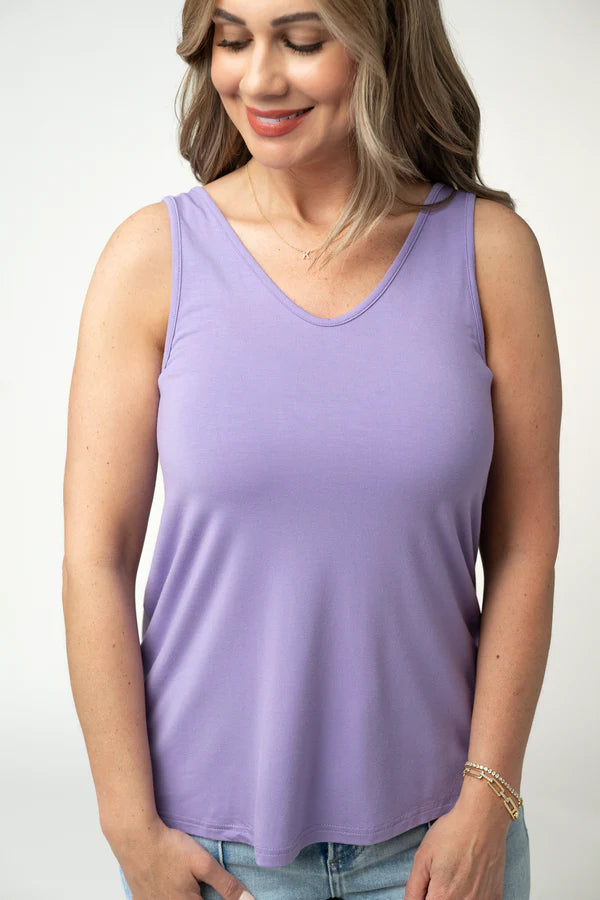 ***PRE-ORDER*** Michelle Mae Vera V Neck Tank - Lavender