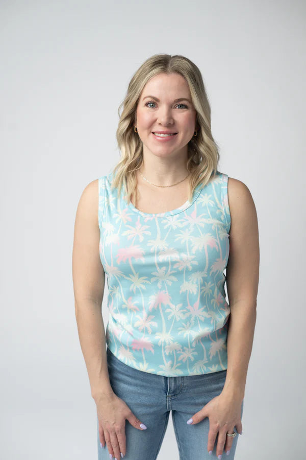 ***PRE-ORDER*** Michelle Mae Ava Tank - Aqua Palm