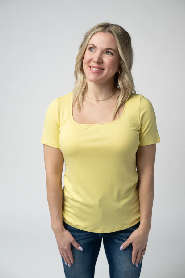 ***PRE-ORDER*** Michelle Mae Short Sleeve Alyssa Top - Yellow