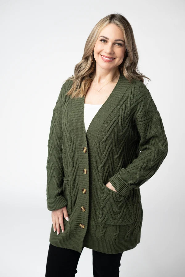 ***PRE-ORDER*** Michelle Mae Brooks Button Sweater Cardigan - Olive