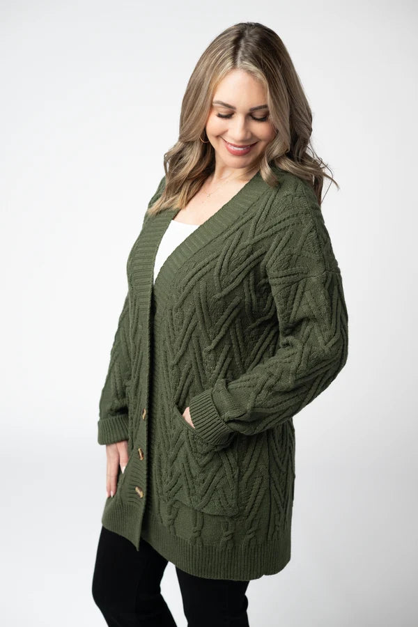 ***PRE-ORDER*** Michelle Mae Brooks Button Sweater Cardigan - Olive