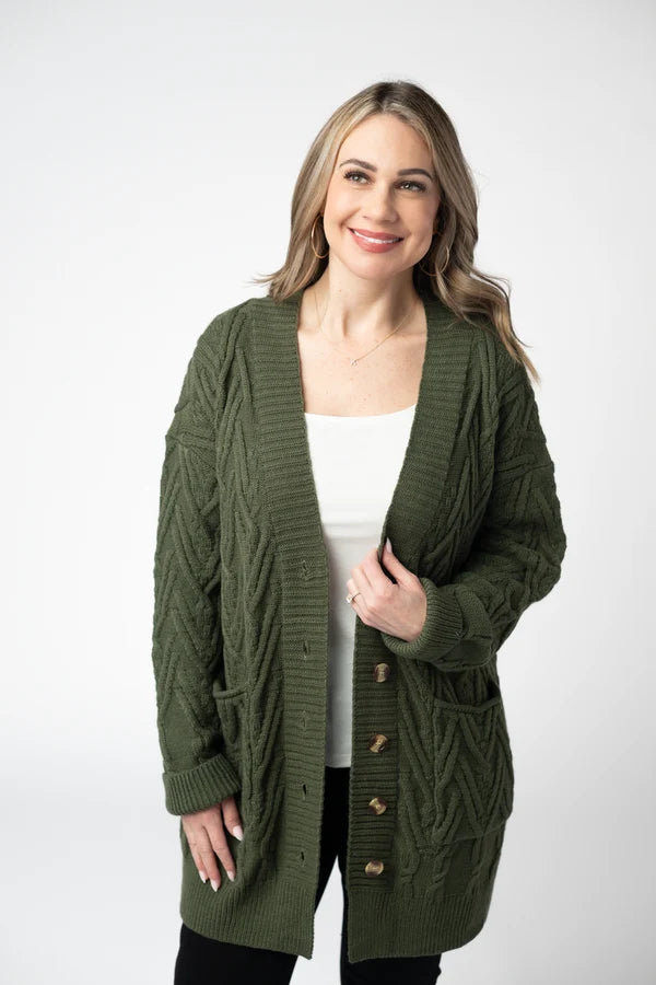 ***PRE-ORDER*** Michelle Mae Brooks Button Sweater Cardigan - Olive