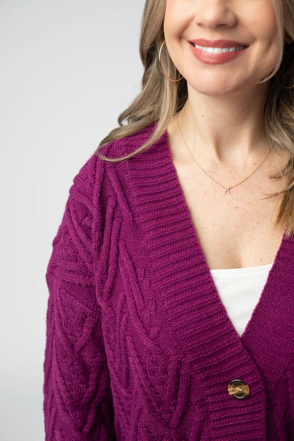 ***PRE-ORDER*** Michelle Mae Brooks Button Sweater Cardigan - Magenta