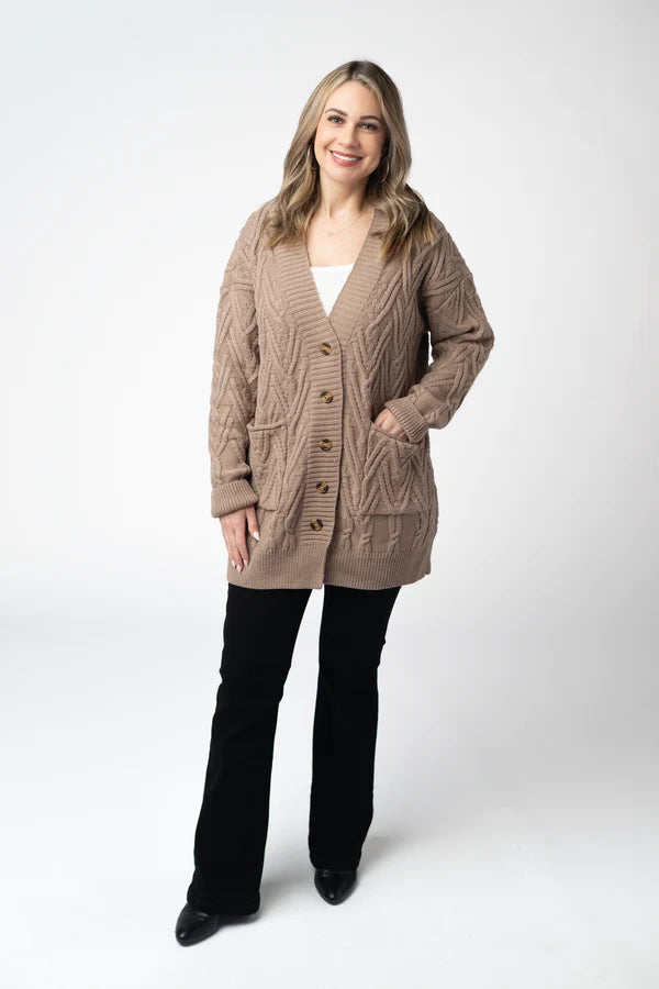 ***PRE-ORDER*** Michelle Mae Brooks Button Sweater Cardigan - Mocha