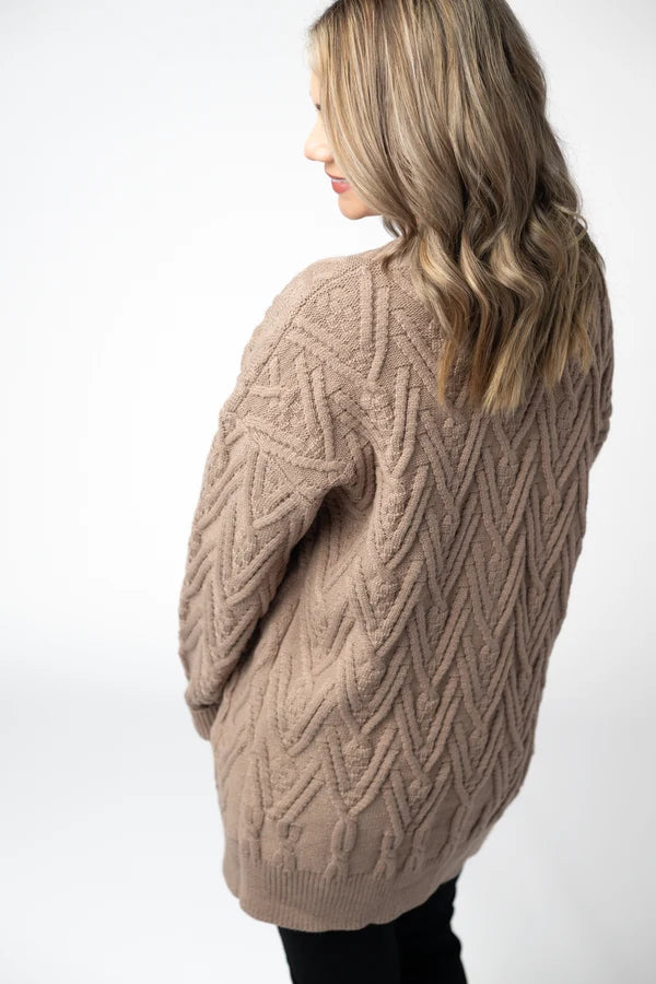 ***PRE-ORDER*** Michelle Mae Brooks Button Sweater Cardigan - Mocha