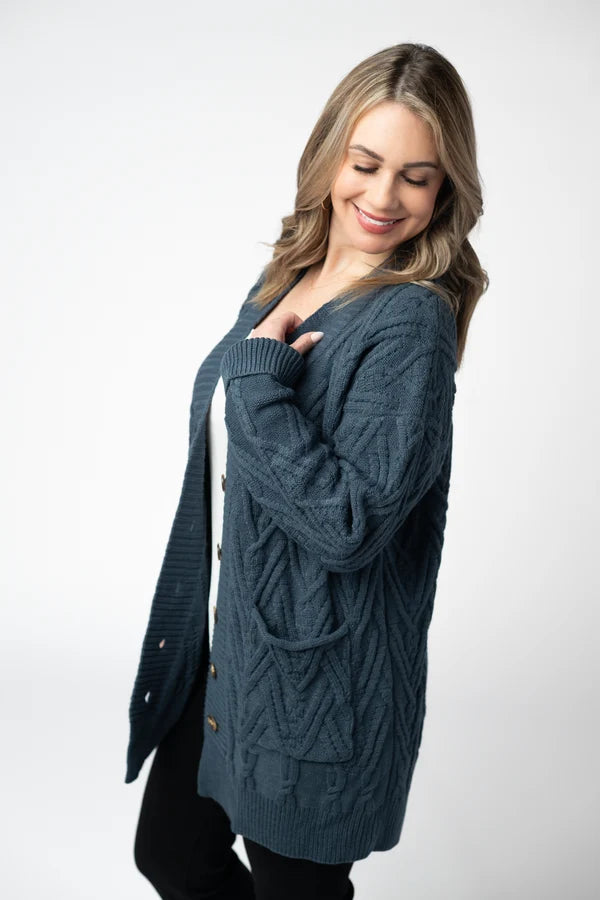 ***PRE-ORDER*** Michelle Mae Brooks Button Sweater Cardigan - Navy