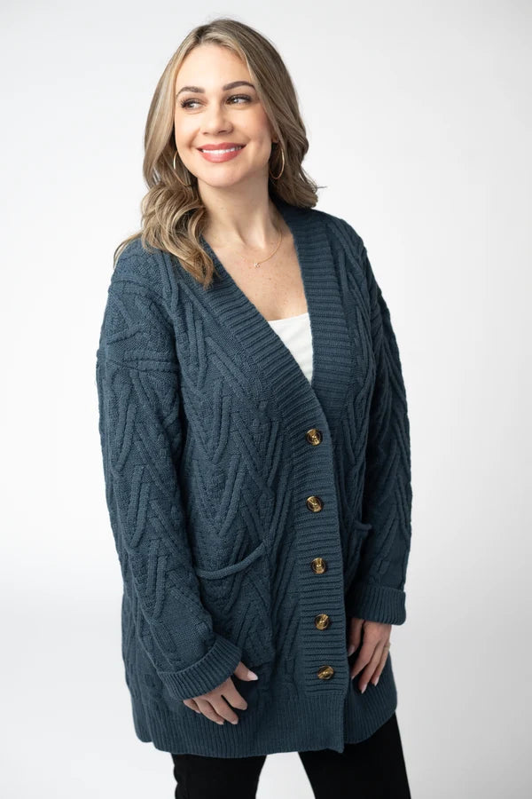 ***PRE-ORDER*** Michelle Mae Brooks Button Sweater Cardigan - Navy