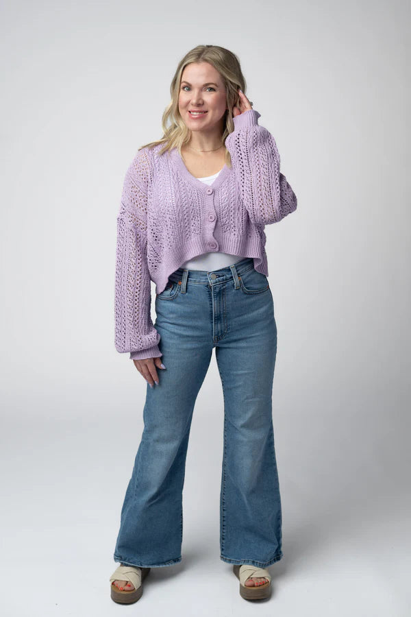***PRE-ORDER*** Michelle Mae Callie Cropped Cardigan - Lavender