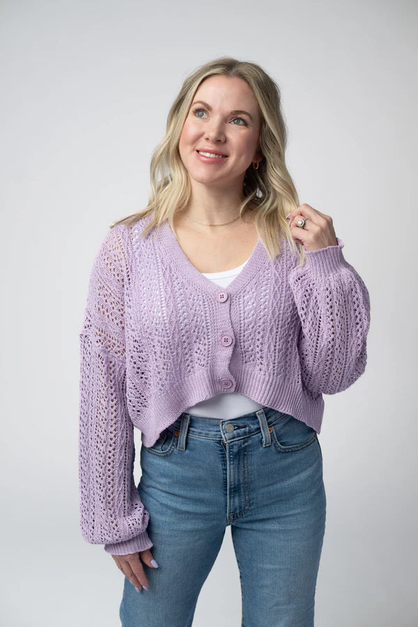 ***PRE-ORDER*** Michelle Mae Callie Cropped Cardigan - Lavender