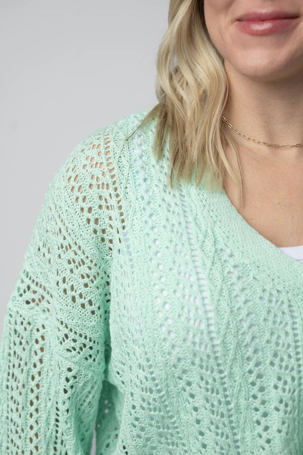 ***PRE-ORDER*** Michelle Mae Callie Cropped Cardigan - Mint