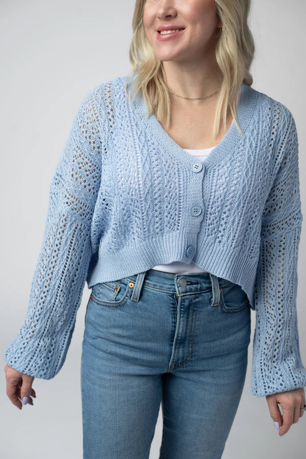 ***PRE-ORDER*** Michelle Mae Callie Cropped Cardigan - Sky Blue